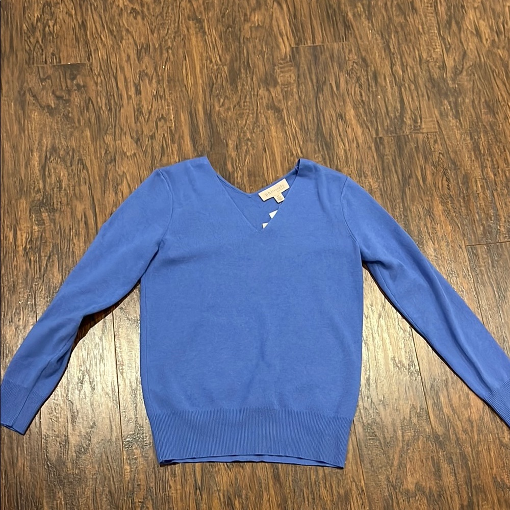 Philosophy Blue V-Neck Sweater Lightweight Knit
